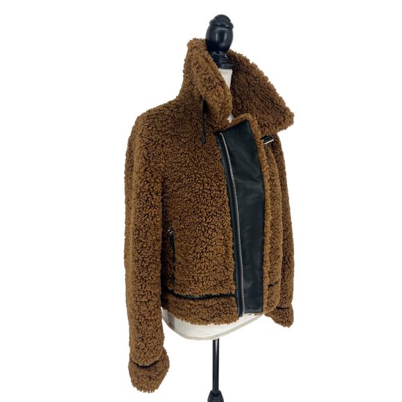 Stand Studio Audrey Brown Shearling Jacket with Black Accents - Picture 11 of 16